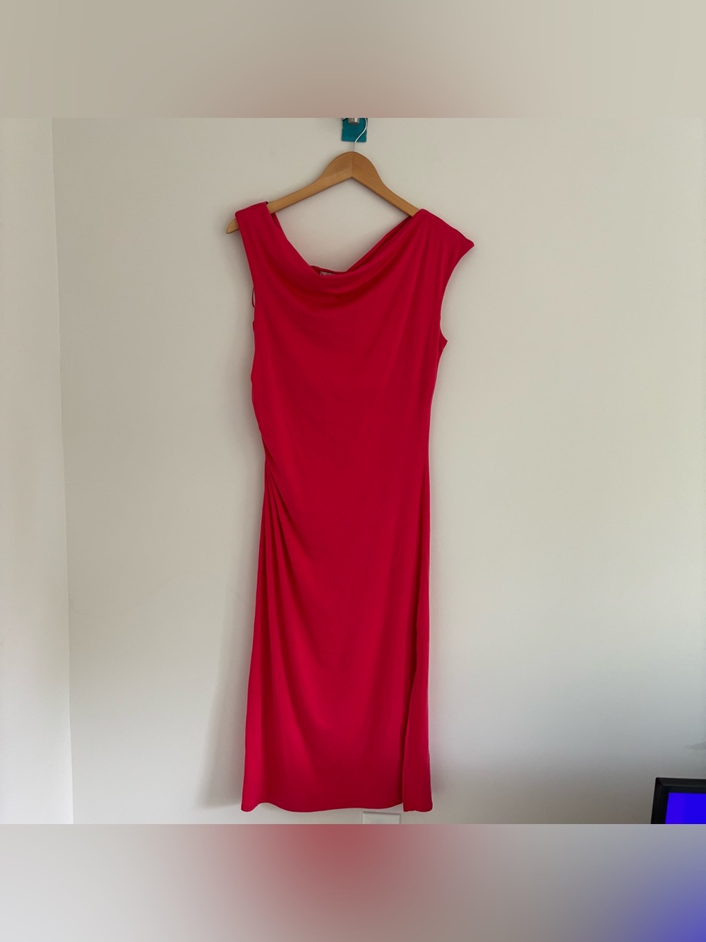 A New Day pink Ruched Cowl Neck Sleeveless Midi A-Line Jersey Dress Small NEW